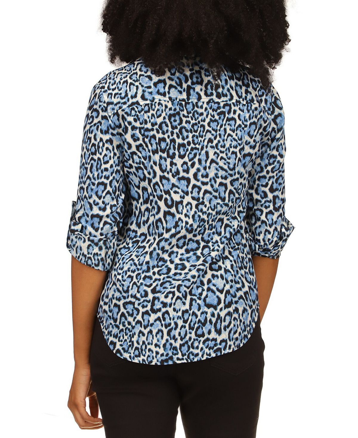 Michael Kors Women's Wildcat Print Zip Front Top Blue Size X-Small