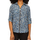 Michael Kors Women's Wildcat Print Zip Front Top Blue Size X-Small
