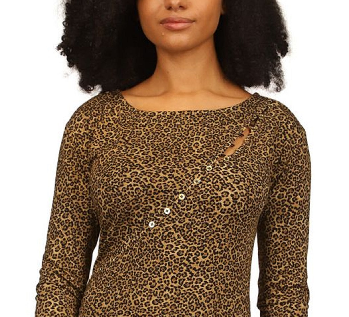 Michael Kors Women's Asymmetrical Button Front Knit Top Black
