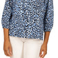 Michael Kors Women's Wildcat Print Peasant Top Blue Size Medium
