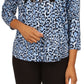 Michael Kors Women's Animal Print Logo T-Shirt Blue Size Large