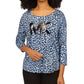 Michael Kors Women's Animal Print Logo T-Shirt Blue Size Large