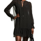 Michael Kors Women's Tie Neck Dewdrop Texture Dress Black Size Large