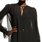 Michael Kors Women's Tie Neck Dewdrop Texture Dress Black Size Large