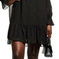 Michael Kors Women's Tie Neck Dewdrop Texture Dress Black Size Large