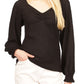 Michael Kors Women's Rouched Puff Sleeve Top Black Size Petite Large