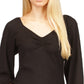 Michael Kors Women's Rouched Puff Sleeve Top Black Size Petite Large