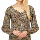 Michael Kors Women's Rouched Puff Sleeve Top Brown Size Small