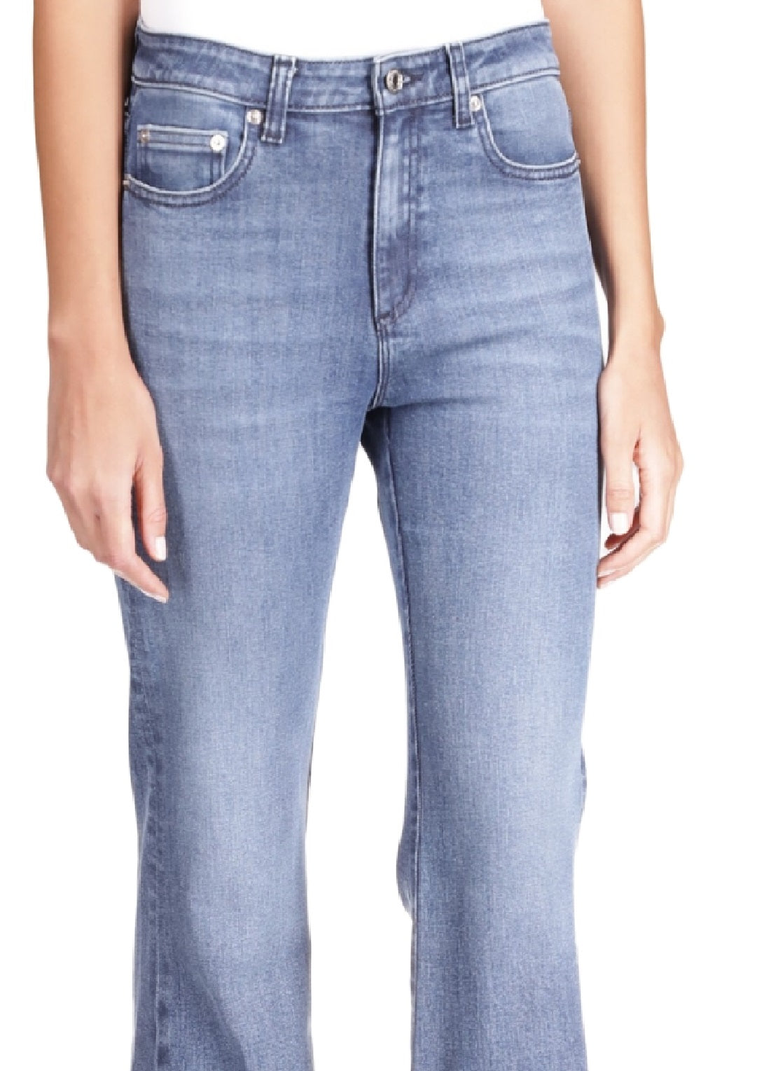 Michael Kors Women's Button Hem Flare Leg Denim Jeans Blue Size 2Petite