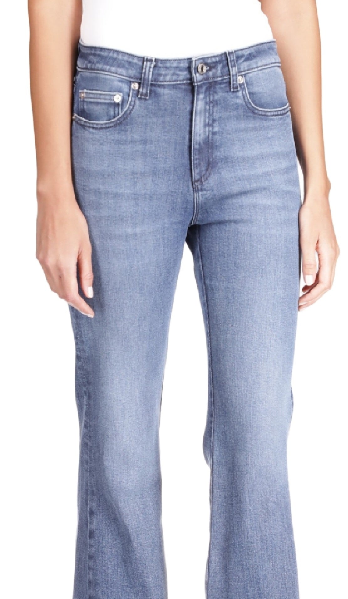Michael Kors Women's Button Hem Flare Leg Denim Jeans Blue Size 10Petite