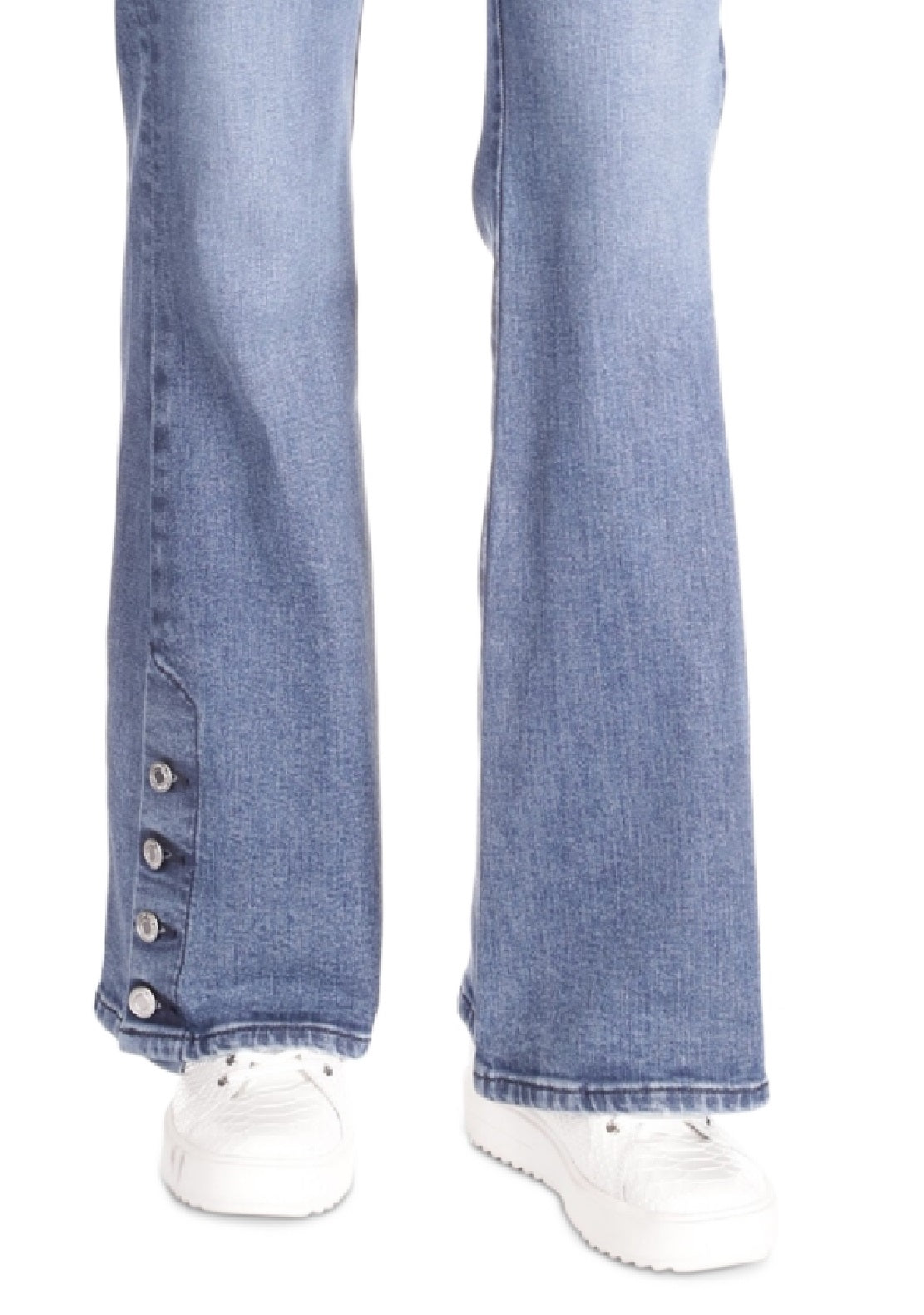 Michael Kors Women's Button Hem Flare Leg Denim Jeans Blue Size 10Petite