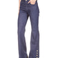 Michael Kors Women's Button Hem Flare Leg Denim Jeans Blue Size 8 Petite