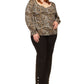 Michael Kors Women's Printed Sweetheart Neck Top Brown Size 1X