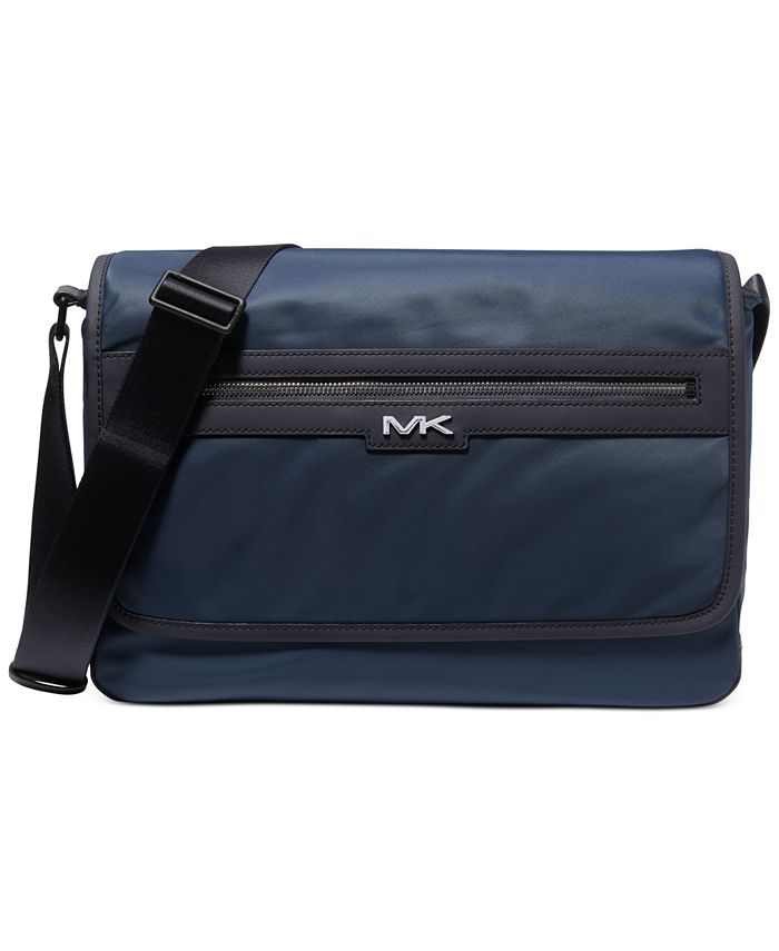 Michael Kors Men's Solid Gabardine Logo Messenger Bag Blue Size Regular