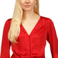 Michael Kors Women's Jacquard Animal Print Tie Top Red Size XX-Small