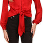 Michael Kors Women's Jacquard Animal Print Tie Top Red Size XX-Small