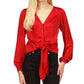 Michael Kors Women's Jacquard Animal Print Tie Top Red Size XX-Small