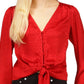 Michael Kors Women's Jacquard Animal Print Tie Top Red Size Medium