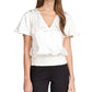Michael Kors Women's Metallic Paisley Smocked Blouse White Size X-Small