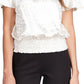 Michael Kors Women's Metallic Paisley Smocked Blouse White Size X-Small