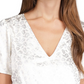 Michael Kors Women's Foil Paisley Smocked Blouse Gray Size X-Large