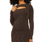 Michael Kors Women's Sparkle Cutout Long Sleeve Top Gray