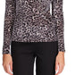 Michael Kors Women's Printed Velvet Chain Cold Shoulder Top Gray Size Large