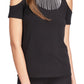 Michael Kors Women's Rhinestone Cold Shoulder Top Black Size X-Large
