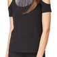 Michael Kors Women's Rhinestone Cold Shoulder Top Black Size X-Large