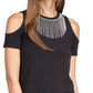 Michael Kors Women's Rhinestone Cold Shoulder Top Black Size X-Large