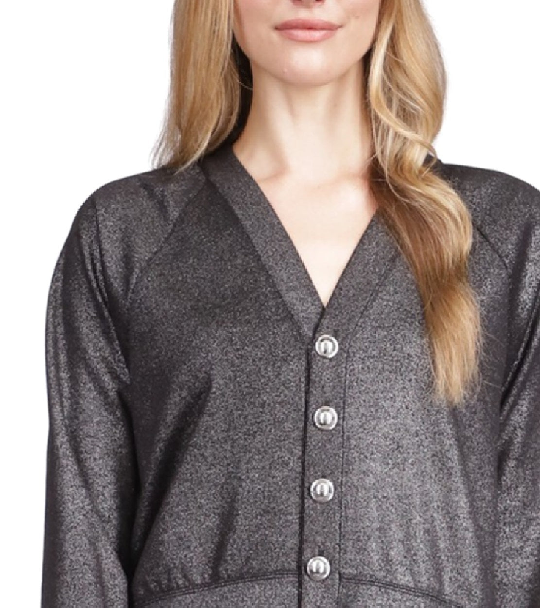 Michael Kors Women's Shimmer Button Cardigan Black Size XX-Large