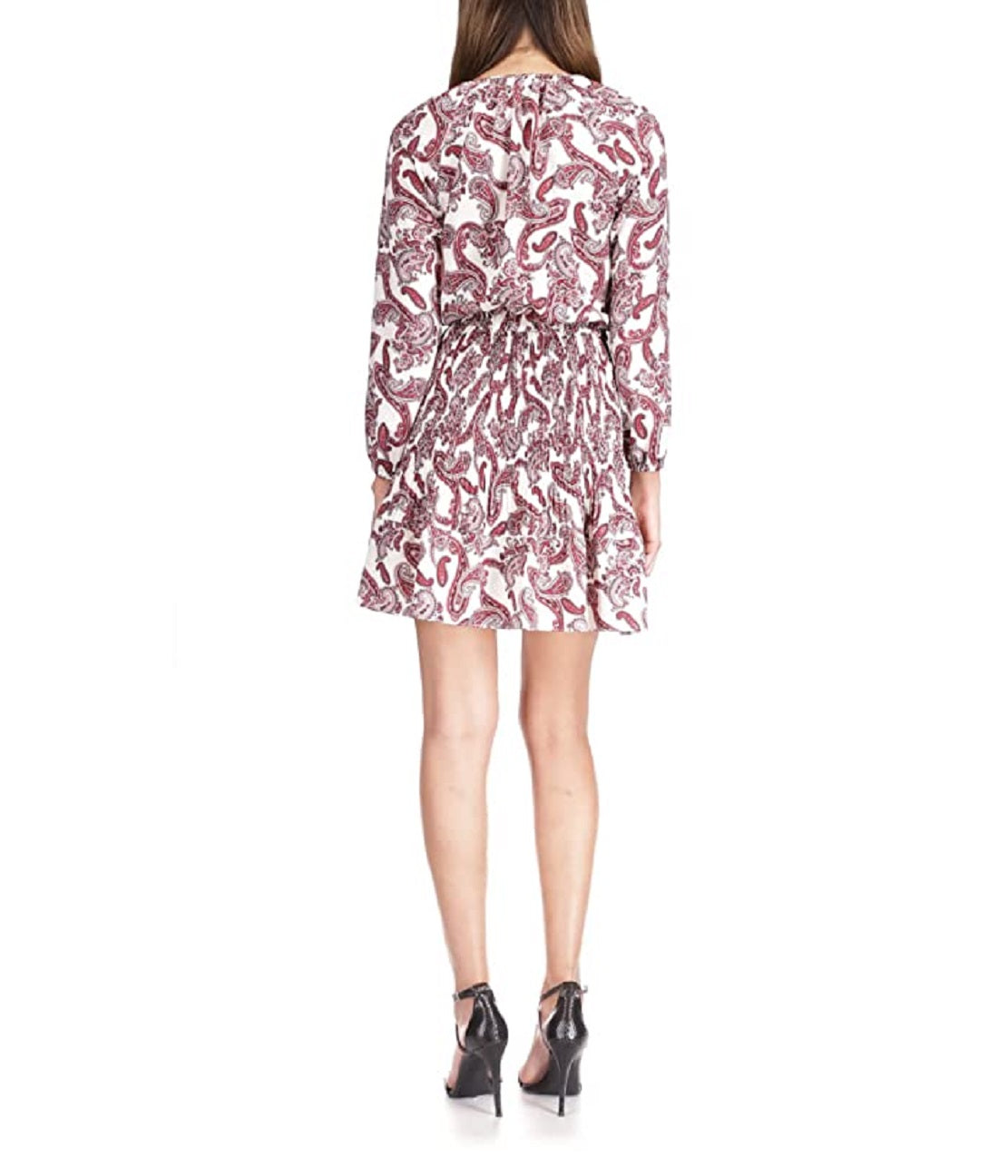 Michael Kors Women's Paisley Print Tie Neck Dress White