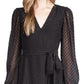 Michael Kors Women's Swiss Dot Wrap Mini Dress Black Size X-Small