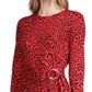 Michael Kors Women's Cat Print Faux Wrap T-Shirt Dress Red Size Large