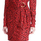 Michael Kors Women's Cat Print Faux Wrap T-Shirt Dress Red Size Large