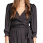 Michael Kors Women's Cheetah Jacquard Midi Wrap Dress Black Size X-Small