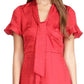 Michael Kors Women's Cheeta Plisse Tonal Print Tie Dress Red Size Large