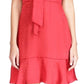 Michael Kors Women's Cheeta Plisse Tonal Print Tie Dress Red Size Large