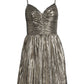 Michael Kors Women's Pleated Lame Mini Dress Gray Size 16