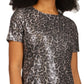 Michael Kors Women's Sequin Cheetah T-Shirt Dress Gray Size Large