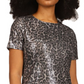 Michael Kors Women's Sequin Cheetah T Shirt Dress Green Size X-Large