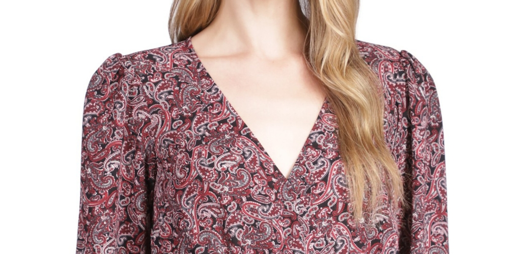 Michael Kors Women's Paisley Handkerchief Hem Top Pink Size Petite X-Small