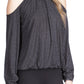 Michael Kors Women's' Cold Shoulder Smocked Waist Top Gray Size Petite X-Large
