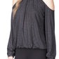Michael Kors Women's' Cold Shoulder Smocked Waist Top Gray Size Petite X-Large
