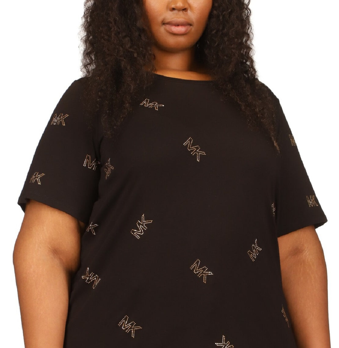 Michael Kors Women's Studded Scattered Logo T-Shirt Black Size 3X
