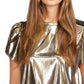 Michael Kors Women's Metallic T-Shirt Yellow Size Petite Medium