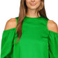 Michael Kors Women's Satin Cold Shoulder Top Green Size X-Large