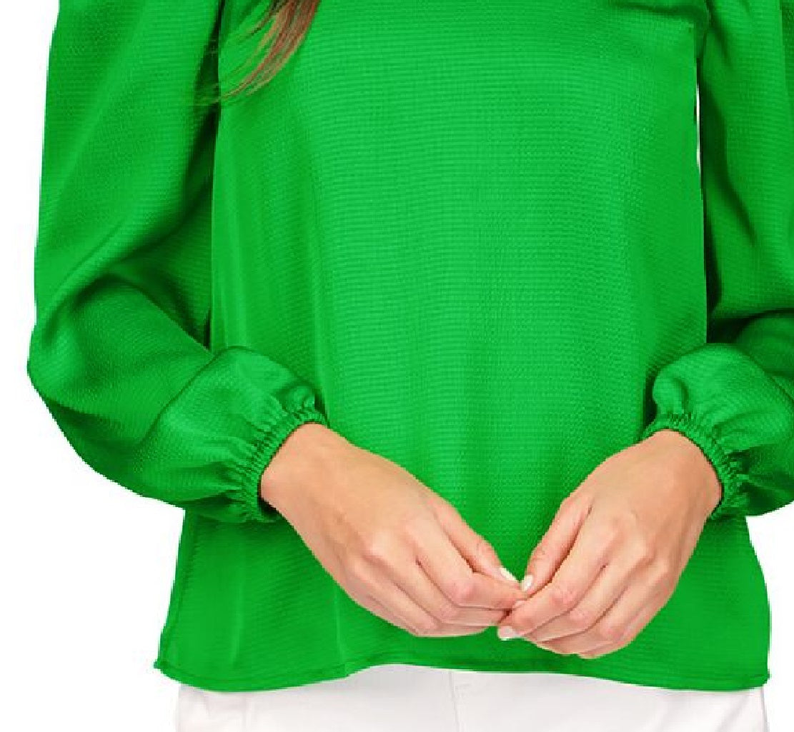 Michael Kors Women's Satin Cold Shoulder Top Green Size X-Large