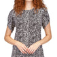 Michael Kors Women's Zebra Print Petal Sleeve Top Gray Size Large