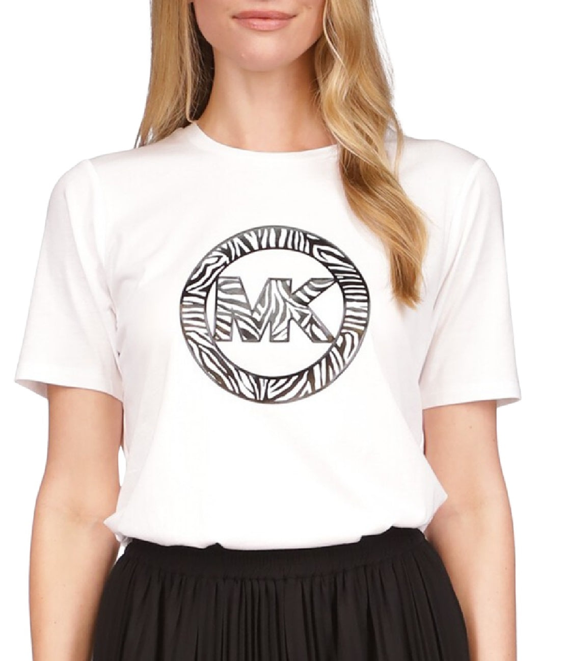 Michael Kors Women's Printed Charm-Logo T-Shirt White Size Small